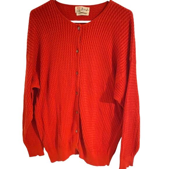 Vintage Pringle Cable Knit Cardigan Sweater Womens Size 14 Scotland sz 44 - Picture 1 of 7
